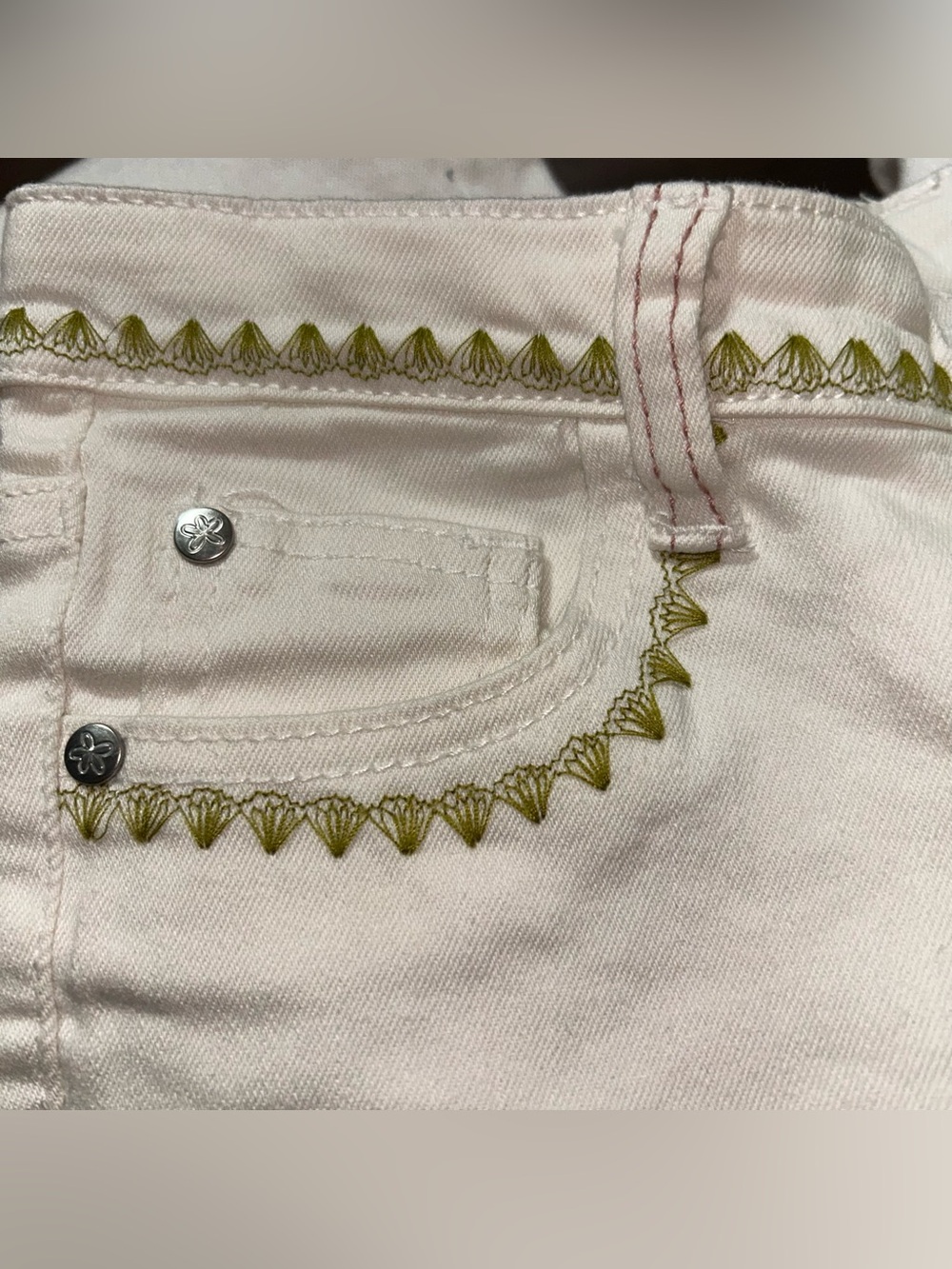 Matilda Jane Enchanted Garden Logan Straight Leg Cropped Jeans 8 Cream - Picture 9 of 9